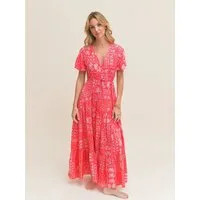 ANNIS Fashion & Accessoires Maxikleid "CORAL SERENITY" v. Jaase (1-tlg) Maxikleid mit Paisley-Print und Bindegürtel, Viskose