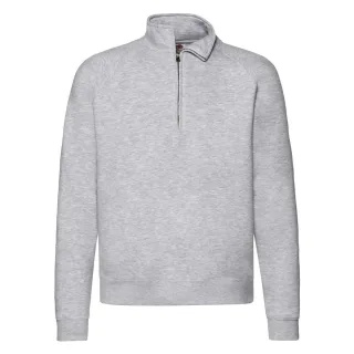 Fruit of the Loom - "Premium" Sweatshirt mit kurzem Reißverschluss für Herren Raglanärmel (Grau meliert)