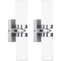 GLOBO LIGHTING Wandleuchte, Leuchtmittel nicht inklusive, 2er Set Wandlampe Spiegel Badezimmer Leuchte UP DOWN Strahler