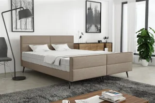Polsterbett Doppelbett CREMONA 140x200cm Stoff Gemma Cappuccino ohne Matratze