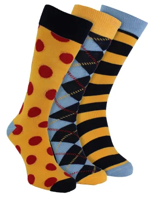 HS von Happy Socks - Herren 3er-Pack lustige Socken - Punkte (Marineblau)