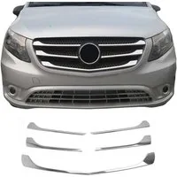 OMAC Zierleisten-Aufkleber Kühlergrill Leisten für Mercedes Vito W447 2014-2019 Chrom 5x, (5tlg), Langlebig,Einfache Reinigung,Einfache Installation,Rostbeständig