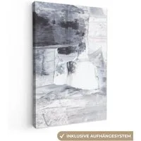 OneMillionCanvasses® Leinwandbild Kunst - Farbe - Weiß - Schwarz - Grau, Fotodruck (1 St), Leinwand Canvas Wandbild, Wanddekoration 20x30 cm