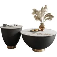 Lookway Couchtisch ESTELLE 2in1 Set Modern Wohnzimmertisch (2er Set), Durchmesser: ⌀73 cm und ⌀48cm