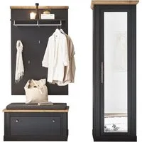 OTTO home Garderoben-Set Westminster, Garderobe im Landhausstil, Komplettset mit viel Stauraum, (3-St), enthält Schuhbank +Sitzkissen, Paneel & Garderobenschrank