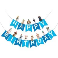 BRUBAKER Wimpelkette Happy Birthday Geburtstagsgirlande mit Hunden - Geburtstag Tier Banner, Geburtstagsdeko Girlande für Geburtstagsfeier - Party Dekoration
