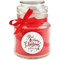 HS Candle Duftkerze (Dekokerze, 1-tlg), Weihnachten - Kerze im Bonbon Glas, Kerze mit Weihnachts - Motiv