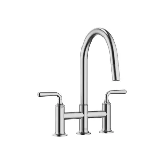 Dornbracht Dreiloch-Brückenbatterie Pull-down mit Brausefunktion VAIA 19870809 chr gebürstet (Edelst 19870809-93
