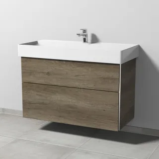 Sanipa 3way Waschtischunterbau zu Duravit Dura Square Waschtisch mit 2 Auszügen, Eiche-Nebraska BR42737