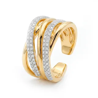 Luxenter-Ring aus brillantem Metall und Zirkonia-Legierung, gefertigt in 18-karat-Gelbgold - Ximara