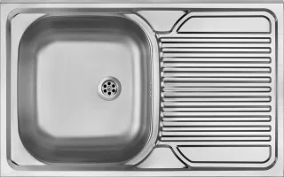 Neuesbad 1-Becken Spüle mit Abtropffläche, mit BACKSPLASH, RIGHT, DECOR, 800x500x160,2'' mit Zubehör NB1DEZM5311P1