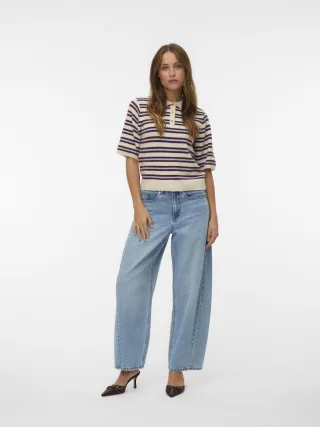 VERO MODA - VMZELDA HR BARREL DNM JEANS MIX light blue denim - Gr. - 26/32