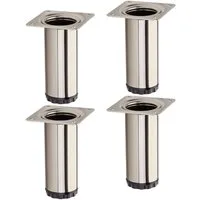 SO-TECH® Möbelfuß 4 Stück BRAVO Höhe 100 mm (10 mm) Ø 40 mm Edelstahloptik, höhenverstellbar aus Stahl, belastbar bis 50 kg pro Stützfuß