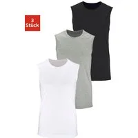 H.I.S Muscleshirt, Unterziehshirt, Unterhemd für Herren (3er-Pack) unifarben, Rundhalsausschnitt, aus Baumwolle
