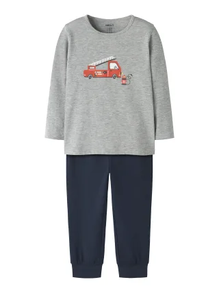 NAME IT - NMMNIGHTSET GREY FIRETRUCK NOOS Grey Melange - Gr. - 86/92
