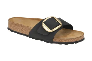 Birkenstock Damen Pantoletten Madrid Big Buckle 1023373 BS - Schwarz Matt Gol...