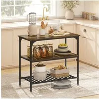 HOMCOM Küchenregal Industrielles Bäckerregal mit großer Arbeitsplatte, Stahlrahmen, 3-stufiges Standregal 1-tlg., für Esszimmer, Küche, Wohnzimmer, 100 x 50 x 90 cm, Rustikal-Braun