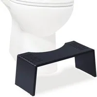 relaxdays Badhocker Klappbarer Toilettenhocker aus Bambus, schwarz