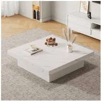 STILVORA Couchtisch mit Schubladen,Sofatisch Wohnzimmertisch mit Schiebbarer Tischplatte (Satztisch, Beistelltisch, Wohnzimmertisch, 1-St., 4 Speicherplatz), mit Marmor-Optik, Schiebbarer Tischplatte