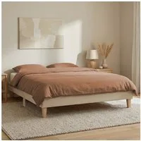 Homestyle4u Polsterbett 90x200 120x200 140x200 160x200 180x200 ohne Kopfteil Grau Futonbett (Set, mit Lattenrost), Doppelbett 140 x 200 cm