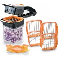 Genius Gemüseschneider Genius Nicer Dicer Quick 7 teilig Set Brombeere, 5 in 1 Multischneider, austauschbaren Messereinsätzen