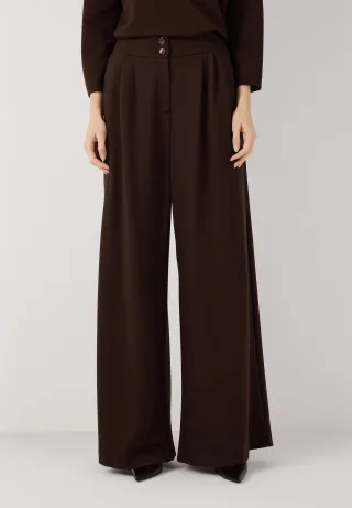 MORE & MORE - Dunkelbraune Jerseyhose mit weitem Bein braun - Gr. - 36