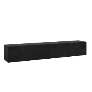 [en.casa] Hängelowboard, Schwarz Hochglanz, Holzwerkstoff, Rechteckig, 180x30x31.5 cm, Wohnzimmer, Wohnwände, Lowboards, Lowboards hängend