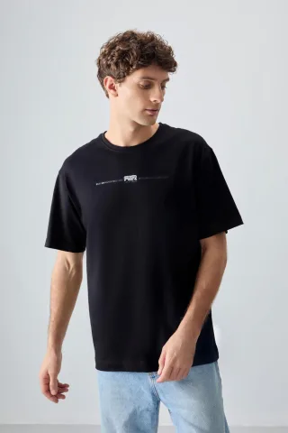 Übergrößen Baumwoll Crew-Neck Bedrucktes T-Shirt
