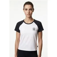 Converse T-Shirt WOMEN'S CONVERSE CHUCK TAYLOR RAGLAN T-SHIRT mit Raglanärmeln, Kurzarm-Design, aus Baumwolle und Polyurethan