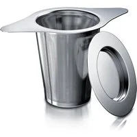 Arendo Teesieb aus Edelstahl, Doppelgriff & Multifunktionsdeckel, für Kannen & Tassen, Edelstahl 304, (1-St), Teefilter, Kräutersieb für Tee, Gewürze, Kräuter, Teeblätter, Kaffee