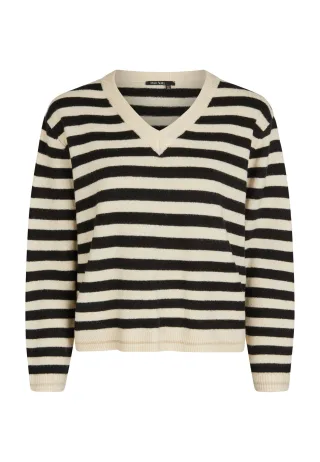 Marc Aurel - V-Ausschnitt-Pullover mit Ringeln - Gr. - 34