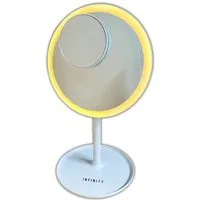 HAC24 Kosmetikspiegel Akku Schminkspiegel Spiegel Beleuchtet (1-St), ⌀ 17,4 cm mit Licht 70 LEDs 3 Lichtfarben 5-fach Vergrößerung