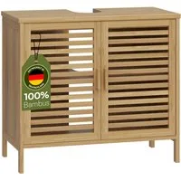 Bellamio Waschbeckenunterschrank Newa, Badezimmerschrank mit zwei Ablagefächern (Spar-Set, 1-St) aus natürlichem Bambus, robst und langlebig