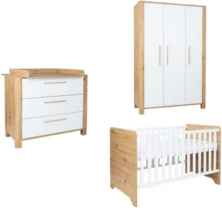 arthur berndt Babyzimmer-Komplettset "Babyzimmer Set "Marlon" 3-teilig" Set, Kleiderschrank, Kinderbett und Wickelkommode, 3 Stk. tlg.