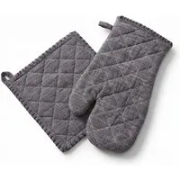 Home affaire Topfhandschuhe Handschuh & Topflappen Set Grau, (Set, 2-tlg)