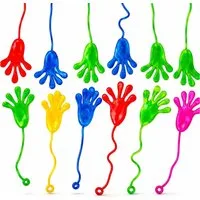 Kinderfreund® Lernspielzeug 12x Kinder Klatschhand Glibberhand Klebehand Mitbringsel Tombola (Packung, 12-St., 12x Glibberhand), Dehnbar bis 30 cm