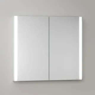 KEUCO Royal Atlas LED Spiegelschrank 80 x 71 x 11,5 cm mit 2 Türen, Spiegelheizung, Unterputz 211201450081