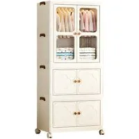 Seven Comfort Mehrzweckschrank Kunststoff, Kleiderschrank Faltbarer, mit 10 Kleiderbügeln, Mehrschichtig, mit Rollen
