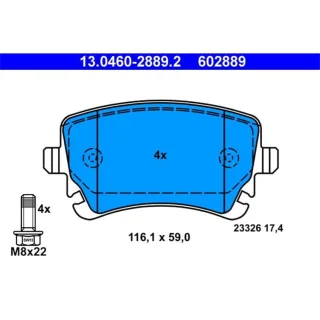 ATE Bremsbel?ge hinten Audi A4 A6 A8