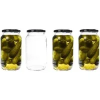mikken Einmachglas 4x Einmachglas 1062 ml mit Deckel, Deckel in verschiedenen Farben