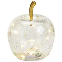 Seyila Home Dekofigur Dekorative Glas Apfel Leuchte mit LED, Crackle-Effekt, Goldener Stiel