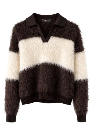tuzzi - Pulli CHOCOLATE BITE mit Rippbündchen ivory/dark chocolate - Gr. - 42