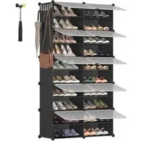 SONGMICS Schuhregal Schuhschrank, 30 x 40 x 30 cm pro Fach, für Flur, Eingangsbereich, mit 10 Fächern, mit Türen, für bis zu 40 Paar Schuhe, anpassbar