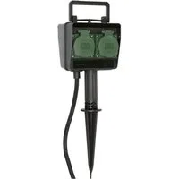Brennenstuhl Gartensteckdose Gartensteckdose mit Erdspieß IP44 4-fach 10m H07RN-F 3G1.5 1154450, mit Erdspieß