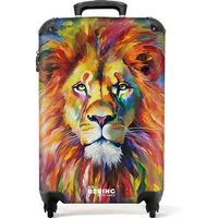 NoBoringSuitcases.com© Hartschalen-Trolley Porträt eines Löwen in bunter Ölfarbe 55x35x20cm, 4 Rollen, Reisetasche mit Rollen, Koffer Handgepäck Flugzeug