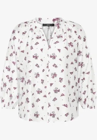 zero - Schlupfbluse mit Blumen cream/pink - Gr. - 34