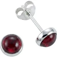 mantraroma Paar Ohrstecker SAMA rund klein aus 925 Silber mit Granat (Paar, Paar Ohrringe mit Schmuckbeutel), 925 Sterling Silber Ohrringe für Damen