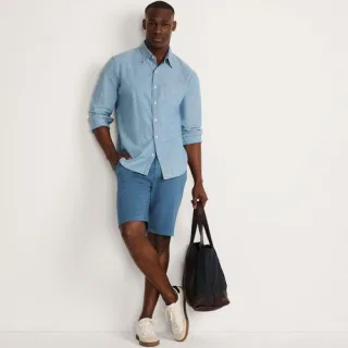 Chino-Shorts für Herren, Slim Fit, Herren, size: regular, Blau, Baumwoll-Mischung, by Lands' End