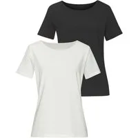 LASCANA T-Shirt mit Rundhals-Ausschnitt (2er-Pack) aus luftiger Baumwoll-Modal-Qualität