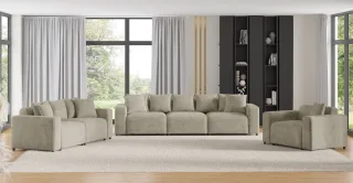 OUTLET Sofaset Designersofas MEGAN 3-2-1 in Stoff Poso Beige